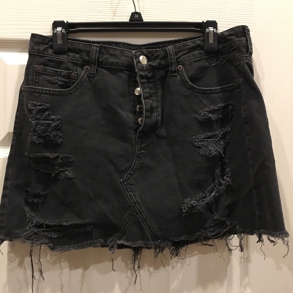 Black denim skirt